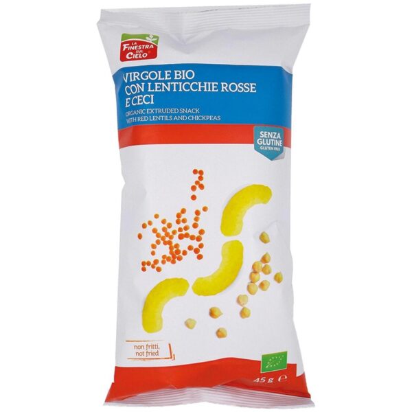 Virgole snack con lenticchie rosse e ceci